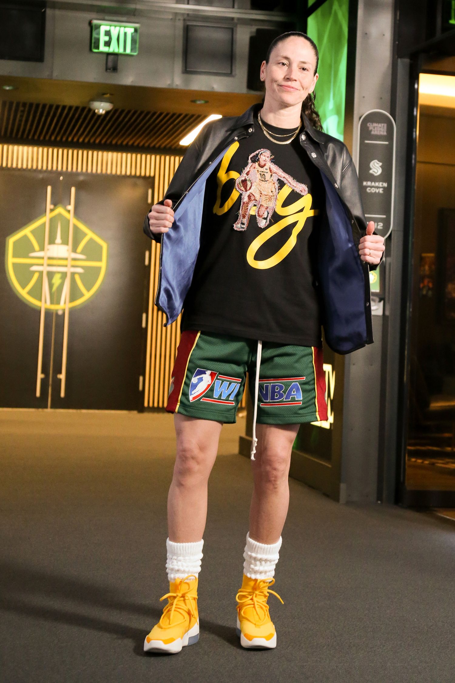 JUNE 5: Sue Bird #10 of the Seattle Storm arrives at the arena before the game against the Connecticut Sun on June 5, 2022 at the Climate Pledge Arena in Seattle, Washington.